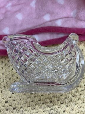 Vtg 24% lead crystal sleigh candy dish Heavy